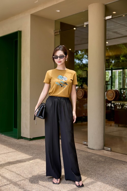 Sixdo Black Woven Loose Pants